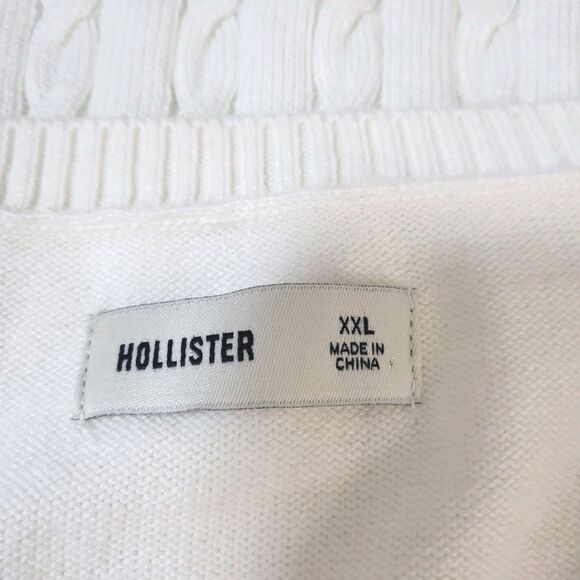 HOLLISTER Babydoll Sweater XXL EUC Cable Knit Empire Cream Off White Bella Y2K - Picture 8 of 10